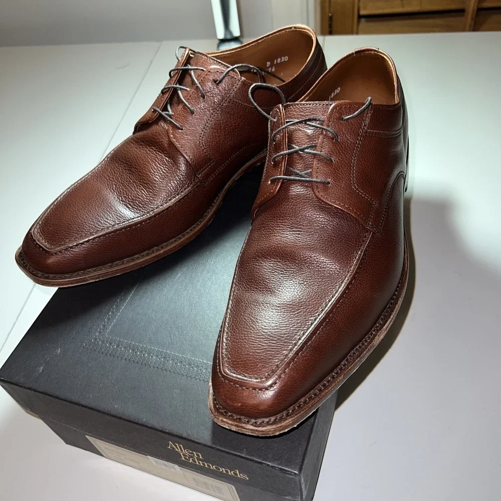 Allen Edmonds Jackson Mens 12D Oxford Shoes Brown Pebbled Leather